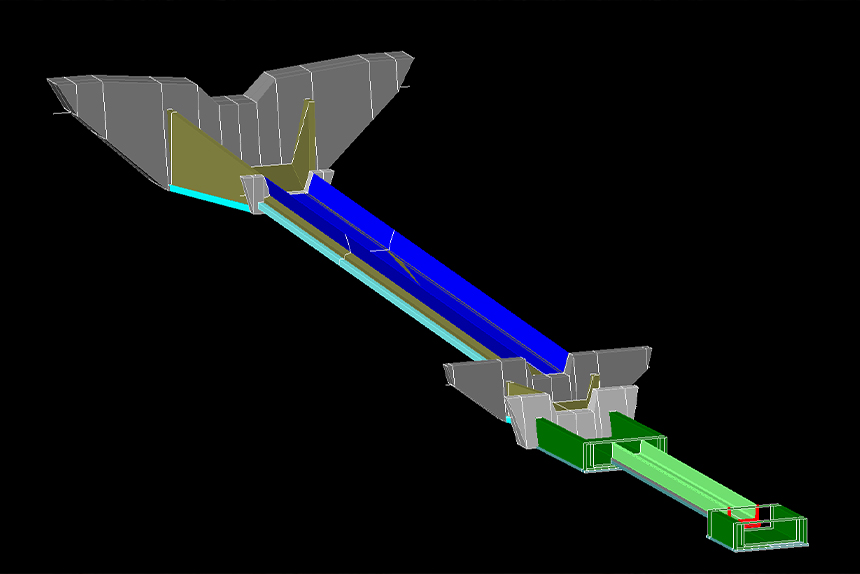 県単独県営治山事業(5単災第1号) 渓流保全工の3D施工イメージ図 兵庫県西脇市